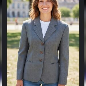 Vtg. Talbots Gray Blazer Wool Classic Quiet Luxury Tailored Work Sz 6